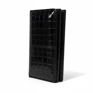 Snake Pattern Black Goth Shiny Safekeeper Trifold Wallet Large Travel